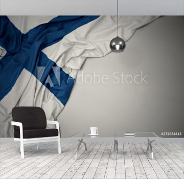 Picture of Waving national flag of finland on a gray background